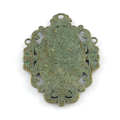Alliage de zinc Pendentif fleur supports plateau ovale&nbsp;PALLOY-R065-093-FF