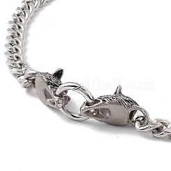 Collar de cadena de eslabones de acero inoxidable 201 con cierre de lobo para hombres y mujeres.&nbsp;NJEW-E155-07P-1