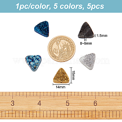 5 pz 5 colori perle di cristallo di quarzo druzy naturale elettroplaccato&nbsp;G-OC0003-98