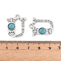 Pendentifs turquoise synthétique et alliage&nbsp;PALLOY-H146-01AS-U