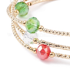 Mehrsträngiges Armband aus Bling-Glas- und Messingrohrperlen&nbsp;BJEW-TA00108