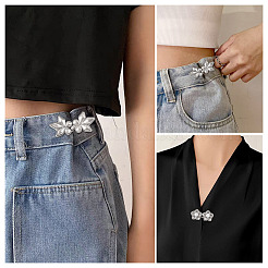 6 stücke 2 arten blume blatt legierung & imitation perle einstellbare jean button pins&nbsp;AJEW-TA0003-25