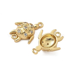 Dijes de conector de animales marinos con circonita cúbica transparente y micropavé de latón&nbsp;KK-P325-03G