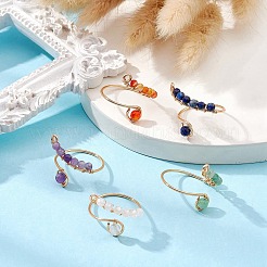 Ringe aus gemischten natürlichen Edelsteinen&nbsp;RJEW-JR00584-01