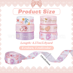 6 rouleau de rubans en polyester de 6 styles&nbsp;SRIB-PH0001-60