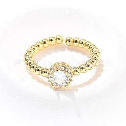 Runde Messing-Armreif- und Ring-Sets mit Mikropflaster und Zirkonia für Damen&nbsp;SJEW-R002-01G-02