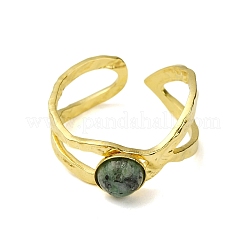 Ionenplattierung (IP) runde natürliche afrikanische Jade Fingerringe&nbsp;RJEW-H233-01G-05
