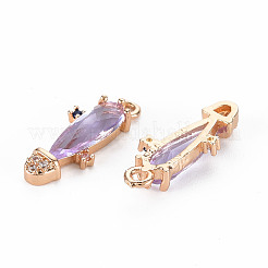 Placage de crémaillère en laiton micro pavé pendentifs en zircone cubique claire&nbsp;LS-KK-T060-63D-RS
