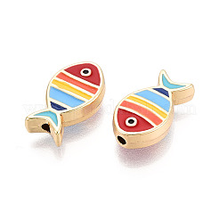 Perles d'émail en alliage de ton or clair&nbsp;FIND-N011-13KCG-01