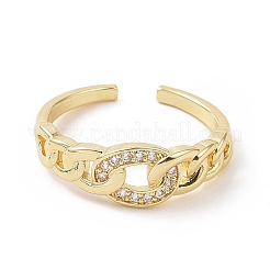 Anello a polsino aperto a forma di catene a barbazzale con zirconi cubici trasparenti&nbsp;RJEW-E072-17G