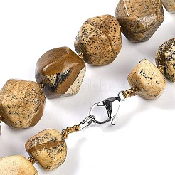 Colliers de perles en pépites de jaspe naturel pour femmes et hommes&nbsp;NJEW-K388-01F