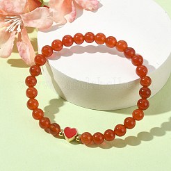 Natürliche Karneol-Stretch-Armbänder mit runden Perlen&nbsp;BJEW-JB09881-05