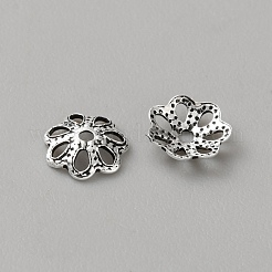 Retro-Perlenkappen aus Sterlingsilber&nbsp;STER-WH0007-17E-AS