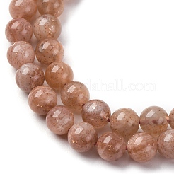 Hebras de cuentas de piedra solar de oro natural&nbsp;G-A276-A03-6mm-01
