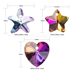 120 pièces 8 pendentifs en verre électrolytique de style&nbsp;GLAA-LS0001-04