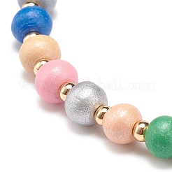 Ensemble de bracelets extensibles en perles rondes en bois naturel de 2 pièce de 2 tailles pour enfant et parent&nbsp;BJEW-JB08568