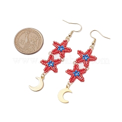 Orecchini pendenti da donna con perline di semi di vetro a forma di stella&nbsp;EJEW-MZ00206-02
