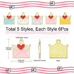 30pcs 5 pendentifs en alliage de couleurs&nbsp;ENAM-CJ0004-28