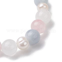 Natürliche Rosenquarz & weiße Jade & Perlen runde Stretch-Armbänder für Frauen&nbsp;BJEW-JB11041-01