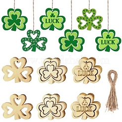 Trèfle bricolage ornements en bois inachevés embellissements en bois vierges&nbsp;WOOD-C009-05