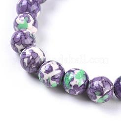 Bracelets extensibles à perles rondes en jade blanc océan&nbsp;BJEW-G019-2