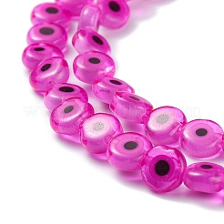 Handmade bösen Blick lampwork flache runde Perle Stränge&nbsp;X-LAMP-L058-6mm-16