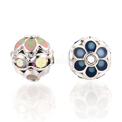 Perles d'émail en laiton ronde&nbsp;KK-Q080-01C-S