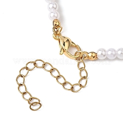 Colliers composés de perles rondes blanches en plastique ABS imitation perle de 4 mm et d'une chaîne trombone en acier inoxydable 304&nbsp;NJEW-JN05676