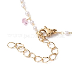 Herstellung von Kettenarmbändern aus Messing- und ABS-Imitationsperlen und kubischen Zirkonia-Perlen&nbsp;AJEW-JB01150-37