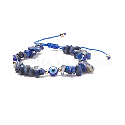 Set di 7 pezzi di pietra mista naturale a 7 stili e braccialetti di perline intrecciati in resina&nbsp;BJEW-JB08495