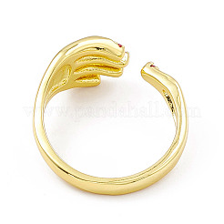 Anello a polsino aperto con placcatura a mano in zirconia cubica&nbsp;RJEW-P079-06G-04