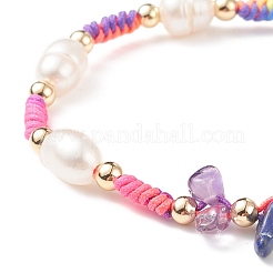 Braccialetti di perline intrecciate con pietre miste naturali e sintetiche&nbsp;BJEW-JB08719-01