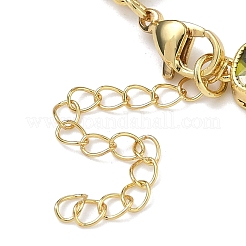 Quadratische Gliederarmbänder aus Messing mit Zirkonia-Pavé für Damen&nbsp;BJEW-P385-08G-07