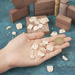 40 pieza de 10 estilos de pendientes de botón de madera de fresno en forma de abanico&nbsp;EJEW-TA0001-18
