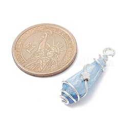 Pendentifs enveloppés de fil de cuivre teints en cristal de quartz naturel galvanisé&nbsp;PALLOY-JF02327-04