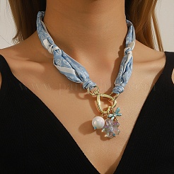 Collar con borlas y bufandas de aleación de flores&nbsp;FS-WG248CD-03