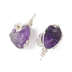 Kupferdraht umwickelte Anhänger mit natürlichem Amethyst&nbsp;PALLOY-TA00435