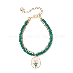 Pulseras naturales de múltiples hilos de jade malasia&nbsp;BJEW-JB12439-02