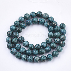 Fili di perline di bronzo sintetico e turchesi sintetici assemblati&nbsp;G-S329-085B-8mm