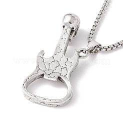 Halskette mit Gitarrenanhänger aus Metall mit Totenkopfmotiv und 201 Edelstahl-Panzerketten&nbsp;NJEW-E016-08AS