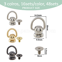 48 set di rivetti a sfera in lega di zinco e ferro di 3 colori&nbsp;FIND-FH0011-81