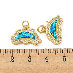 Messing-Mikropflaster mit Zirkonia und synthetischen Opalanhängern&nbsp;KK-D096-06A-G
