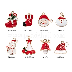 48pcs 8 pendentifs en alliage d'émail de thème de noël de style&nbsp;ENAM-LS0001-47-RS