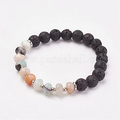 Bracelets extensibles en pierre naturelle et synthétique mélangée&nbsp;BJEW-JB03072