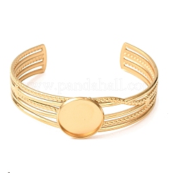 Basi per bracciali rigidi multistrato in acciaio inossidabile 304 con incastonature a lunetta piatta e rotonda&nbsp;SA-CBA4160-01B-G