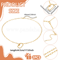 2 pz di fermagli rettangolari in ottone a forma di ciondolo a forma di graffetta&nbsp;NJEW-UN0001-76