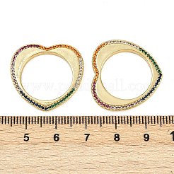 Messing Micro Pave bunte Zirkonia Herz Verbindungsringe&nbsp;KK-S526-60G