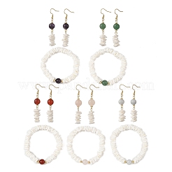 Ohrringe und Armbänder aus quadratischen Heishi-Perlen aus natürlichen Muscheln&nbsp;SJEW-JS01388