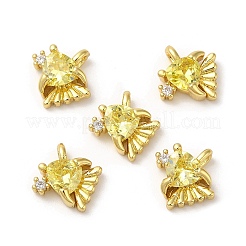 Pendentifs en laiton avec micro pavé de zircone cubique jaune&nbsp;KK-M246-22G