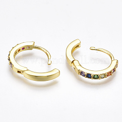 Boucles d'oreilles créoles en laiton zircon cubique micro pavé&nbsp;EJEW-S201-40G